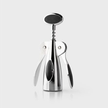 Kawin Mallart® Premium Kanatlı Şarap Açacağı Tirbuşon, Siyah Metal Gövde, Ergonomik Tasarım