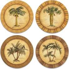 Kawin Coasterstone AS1990 Emici Altlık, 4 – 1/4 Inç, Palmiye, 4'lü Set