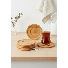 Kawin Mithra Life Kalitesiyle Üretilmiş Bambu Çay Tabağı Takımı Mithra Life 6 Lı Bambu Yuvarlak Çay Tabağı Bardak Altlığı Takımı Seti MIT1374