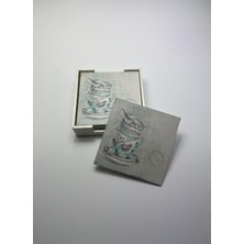 Kawin Generic 6’lı Ahşap Bardak Altlığı Seti (Kutulu - Vintage Fincan Desenli)