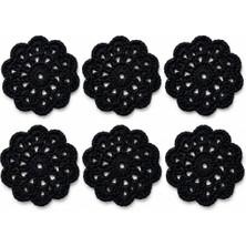 Kawin Genel El Yapımı Tığ Işi Bardak Altlığı Seti - Black Lace 6'lı Set Siyah