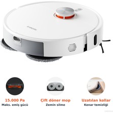 Xiaomi 15.000 Pa Emişli, Köşe ve Kenarlara Uzanabilen Fırçalı Çift Döner Moplu ve Uygulamadan Oda Bazında Yönetilebilen Robot Süpürge + Mutfak Tartısı (Onerous)