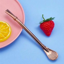 Kawin Monte Lua Paslanmaz Çelik Süzgeçli Tekrar Kullanılabilir Içecek Kaşığı Pipet, Rgold