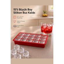 Kawin Arbolos 15 Bölmeli Büyük Boy Kırmızı Silikon Buz Kalıbı