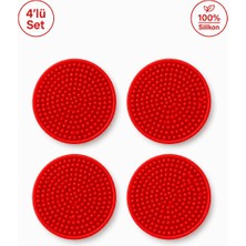 Kawin Siliconly 4 Adet Silikon Bardak Altlığı, Bardak ALTLIĞI,%100 Silikon Bardak Altlığı Kırmızı