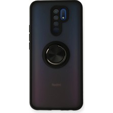 Neva Prime Xiaomi Redmi 9 Kılıf Montreal Yüzüklü Silikon Kapak - Siyah