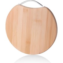 Kawin Tex+Republıc Balsa Bambu Kesme Sunum Tahtası, Yuvarlak, 25X25X1,5 Cm, Bej