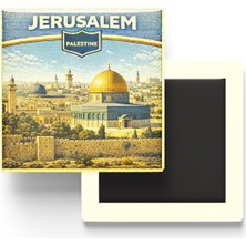 Kawin Generic Retro Filistin Kudüs Şehri Temalı Vintage Buzdolap Magneti – 9x9 cm