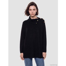 LC Waikiki Lcw Modest Siyah Balıkçı Yaka Kadın Triko Kazak
