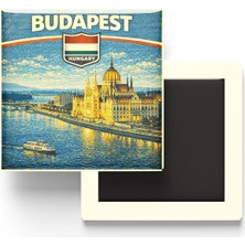 Kawin Generic Retro Macaristan Budapeşte Şehri Temalı Vintage Buzdolap Magneti – 9x9 cm