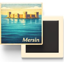 Kawin Generic Mersin - Kızkalesi - Baskılı Buzdolap Magneti Kare - 9x9 cm