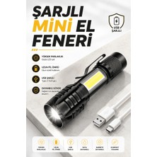 Str Store El Feneri LED USB Şarjlı Zoom Mini LED Işık Acil Durum Feneri