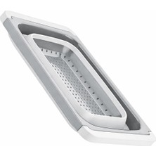 Kawin Katlanabilir Silikon Süzgeç, Teleskopik Saplı Lavabo Üstü Makarna Süzgeci, Sebze Meyve Yıkama, Gıda Sınıfı Bpa Free, Isıya Dayanıklı, Ergonomik, Yer Kaplamaz, Beyaz