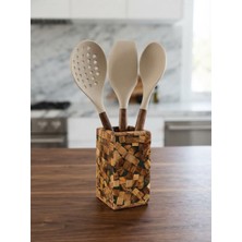 Kawin Elar+Wooden Akasya Saplı 3'lü Silikon Mutfak Gereçleri Seti, Epoksi-Ahşap Karışımlı Kaşıklık | Premium Silikon Kaşık, Spatula ve Kevgir | Isıya Dayanıklı, Çizilmez, Ergonomik Ahşap Kulplu Servis Seti