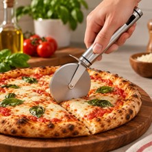 Kawin Deconox Paslanmaz Çelik Pizza Bıçağı, 21,5 cm Uzunluk, 8 cm Kesici Tekerlek Çapı, Askılı Metal Pizza Kesici ve Hamur Dilimleme Ruleti