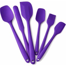 Kawin Vıvaluxe 6 Parça Silikon Mutfak Gereçleri Seti, Isıya Dayanıklı Spatula, Fırça ve Kaşık Seti, Yapışmaz Tencere Dostu, Kırmızı, Siyah ve Mor Renk Seçenekleri (Mor)