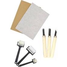 Kawin Esmay Linol Tabaka Linol Muşamba Levha 2.5 mm 50X70 cm 3'lü Sünger Rolo Merdane 3'lü Oyma Set GNSRKFAZ3252