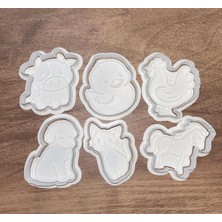 Kawin Atlas+Lab Çiftlik Hayvanları Kurabiye ve Şeker Hamuru Kalıbı – 6’lı Kesici ve Desenli Hamur Şekillendirici Set