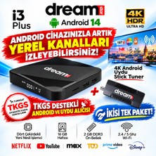 Dreamstar I3 Plus |  Android ve Uydu Alıcısı  Tek Paket | Android 14 | 4K Stick Tuner + Tkgs Ayarlı