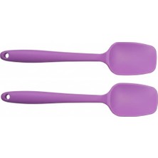 Kawin Genel Silikon Pişirme - Servis Kaşığı (Pilav Kaşığı/kürek Spatula), Isıya Dayanıklı, Çizmez, Askılı, Tek Parça Tasarım (2, Mor)