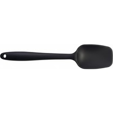 Kawin Genel Silikon Pişirme - Servis Kaşığı (Pilav Kaşığı/kürek Spatula), Isıya Dayanıklı, Çizmez, Askılı, Tek Parça Tasarım (1, Siyah)