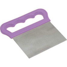 Kawin Promosyonca Metal Hamur Kesici Spatula, Ergonomik Saplı, Paslanmaz Çelik (Mor)