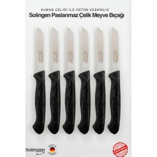 Kawin Genel Solingen 6'lı Tırtıklı Meyve Bıçağı Seti, Paslanmaz Çelik, Ergonomik Kaymaz Sap, Ultra Keskin, Meyve ve Sebze Için, 18 cm (Siyah)
