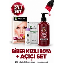 Radical Color Biber Kızılı Su Bazlı Saç Boyası 250 ml + Yoğun Renk Açıcı Pudra Seti