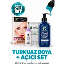 Radical Color Turkuaz Su Bazlı Saç Boyası 250 ml + Yoğun Renk Açıcı Pudra Seti