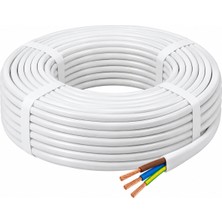Dnz Kablo 3x2,5 Mm² Ttr Beyaz Esnek Topraklı Güç Elektrik Kablosu – 100 Metre Tam Top