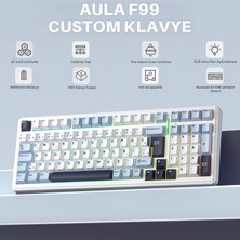 Str Store F99 Mekanik Rgb Graywood V4 Switch 3 Modlu Kablosuz Makrolu Hot Swap Türkçe Q Klavye Lacivert