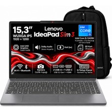 Lenovo Ideapad Slim 3 83K10016TR S3 Intel Core I5 13420H 16GB 512GB SSD 15.3" Windows 11 Home Taşınabilir Bilgisayar + Snertech Çanta