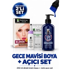 Radical Color Gece Mavisi Su Bazlı Saç Boyası 250 ml + Yoğun Renk Açıcı Pudra Seti