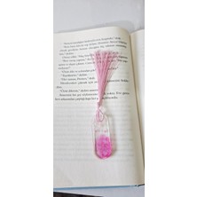 Str Store Pembe Çiçek Desenli Kitap Ayracı, Kurutulmuş Çiçek Detaylı, Şeffaf Reçine Kaplama