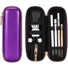 Str Store Apple Pencil Için Kalem Tutucu Kalem Kutusu, Kalem Aksesuarları Elastik Kayış Kol Koruyucu Taşıma Çantası USB Kablosu Airpods File Cepli Airpods, Mor Glitter