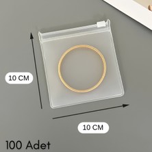 Kargo Poşetim 10X10 cm Fermuarlı Buzlu Şeffaf Poşet - Takı,düğme & Aksesuar Düzenleyici Fermuarlı Torba (130 MICRON)-100 Adet