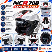 Ncr Kask Çenesiz 708 Ece 22/06 Belgeli- Beyaz Siyah Grafik