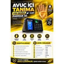 Linadex LX-220315-M  Avuç Okuma-Yüz Okuma-Parmak Izi Okuma ve Kartlı  Personel Kontrol Cihazı -Maaş Puantaj Yazılımı ve (15 Kart Hediye)