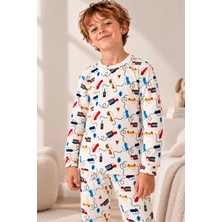 Free Beka Araba Desenli Bisiklet Yaka %100 Pamuklu İnterlok Kumaş Erkek Çocuk Uzun Kollu Pijama Takımı