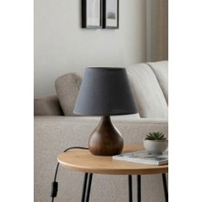 Art&Gift Durin Minimal Masif Ahşap Ayaklı Abajur Antrasit Kumaş Başlık
