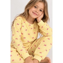 Free Beka Desenli Bisiklet Yaka %100 Pamuklu İnterlok Kumaş Kız Çocuk Uzun Kollu Pijama Takımı
