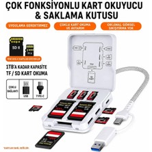 BBOX,LE-88W USB 3.0 + Typec 5 In 1 Kart Okuyucu ve Kart Saklama Kutulu Dönüştürücü Sd/tf Okuyucu White