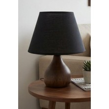 Art&Gift Durin Minimal Masif Ahşap Ayaklı Abajur Siyah Kumaş Başlık