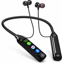 Alpotekno A30 Bluetooth Kulaklık Boyun Bantlı Kablosuz Spor Kulaklık 800 Mah Type-C Şarj Enc Gürültü Azaltma Siyah