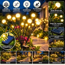 HKNOVA 1 Adet 6 Led'li Güneş Enerjili Ateş Böceği Çiçek Lamba 6 Adet LED Işık