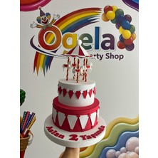 Ogela Party Atlıkarınca Konseptli 2 Katlı Kişiye Özel Doğum Günü Maket Pasta - Fotoğraf Çekim Dekoru