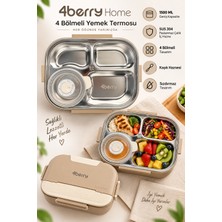 4Berry 4 Bölmeli Yemek Termosu 1500 ml – Paslanmaz Çelik, Sızdırmaz, Kaşıklı ve Sos Kaplı Beslenme Kutusu