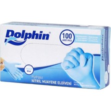 Dolphin Pudrasız Mavi Nitril Eldiven Orta (M) - 100 Adet