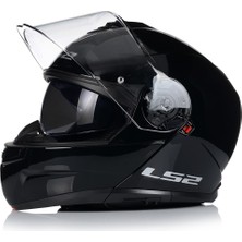 Ls2 Strobe 2 Parlak Siyah Çene Açılır Motosiklet Kaskı