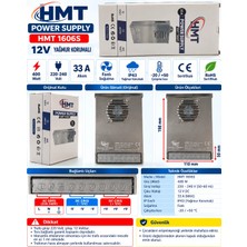 Hmt 12V Dc  33.3A 400W Yağmur Korumalı Epoksi Li Fanlı LED Trafosu 12 Volt 33.3 Amper IP43 (Tam Değer Güç Şerit LED Tabela ve Kamera Vs)